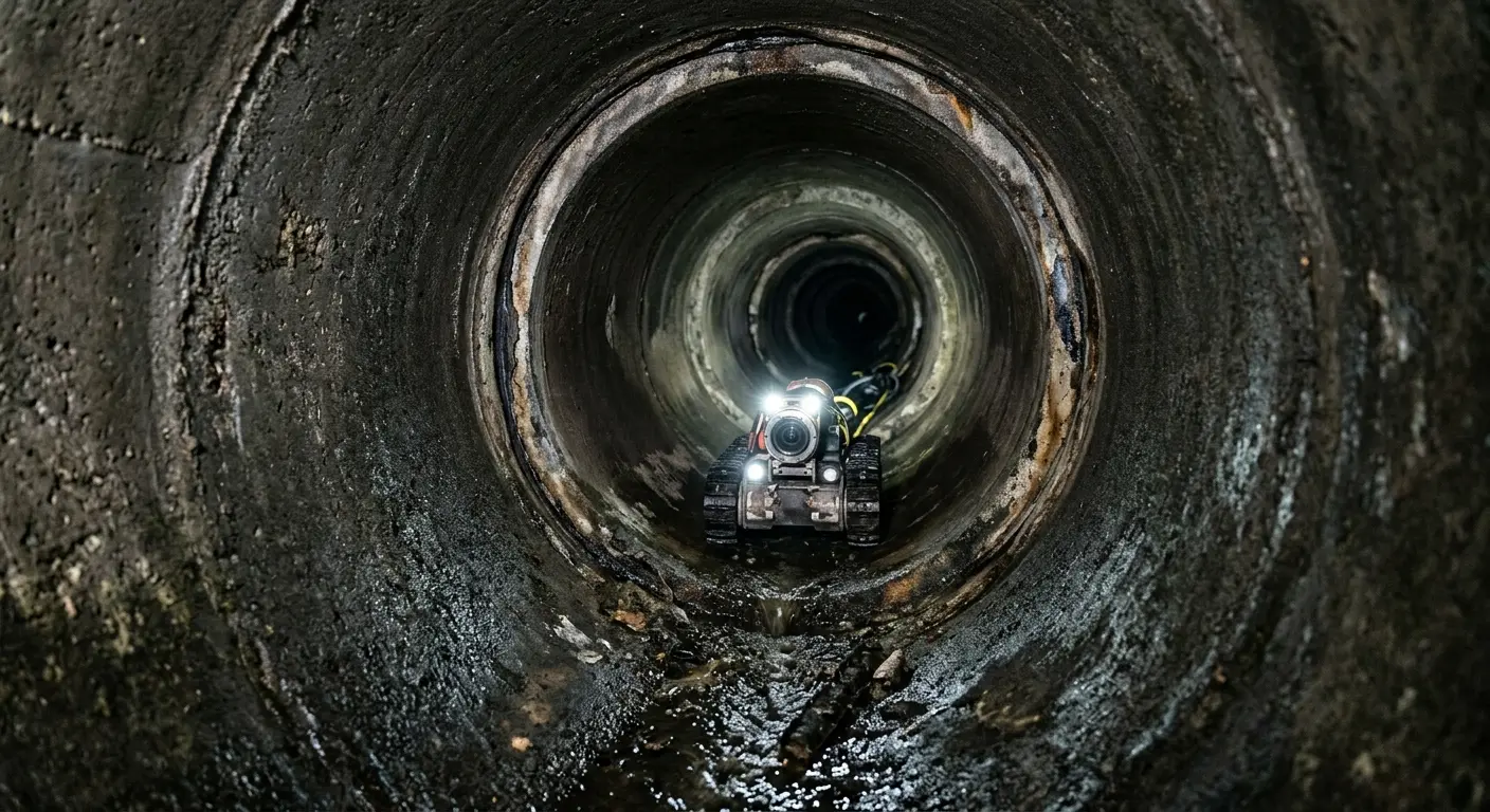Robotic sewer camera inspecting pipe interior for Drain Snake Service in King City
